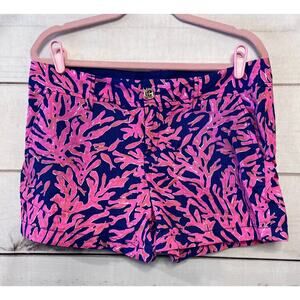 Lilly Pulitzer Size 10 Callahan Shorts Navy With Pink Coral Print
